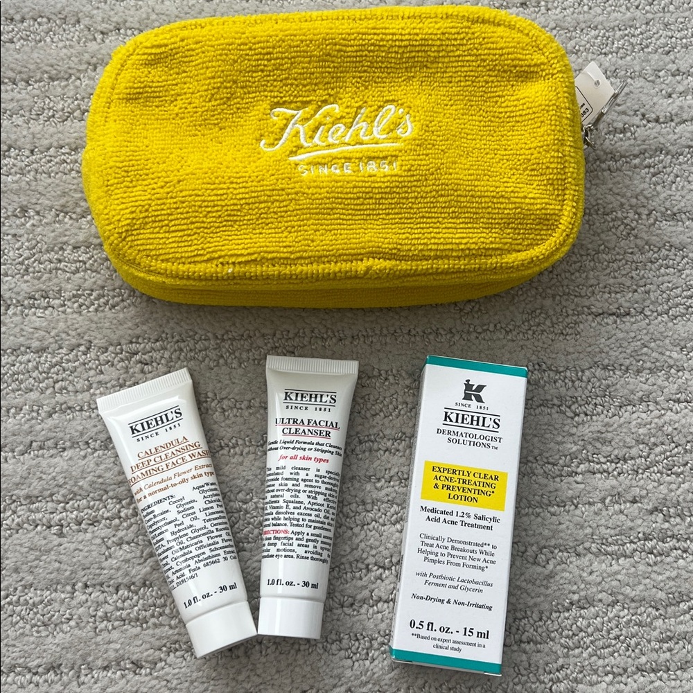 Kiehl's Ultra Facial Calendula Expertly Clear Acne 4pc skincare travel set NEW